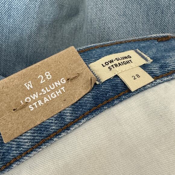 Madewell Low Slung Straight Jeans Sevilla Wash Blue Straight Slouchy US 28 NWT - Picture 11 of 14